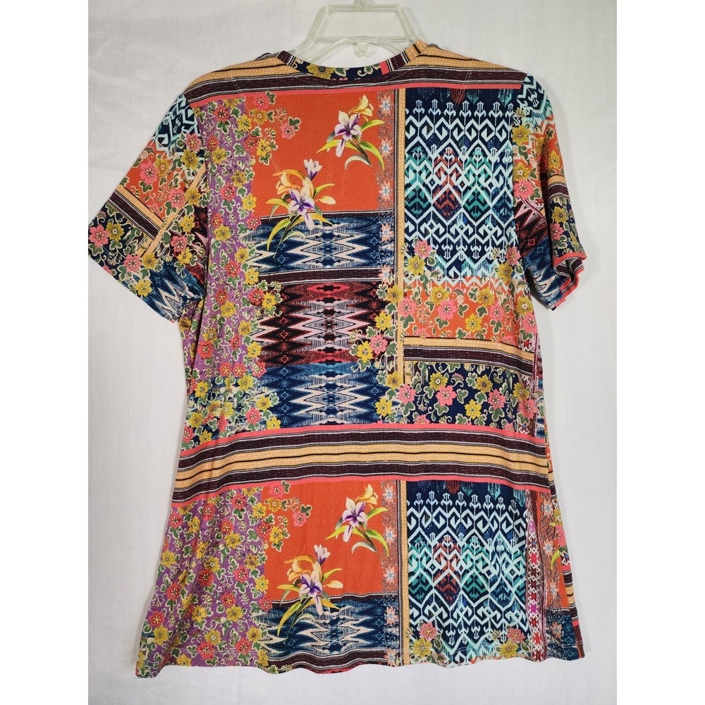 Johnny Was M Patchwork Boho Bamboo Tunic Top Artsy Festival Eclectic Boutique - Picture 2 of 7